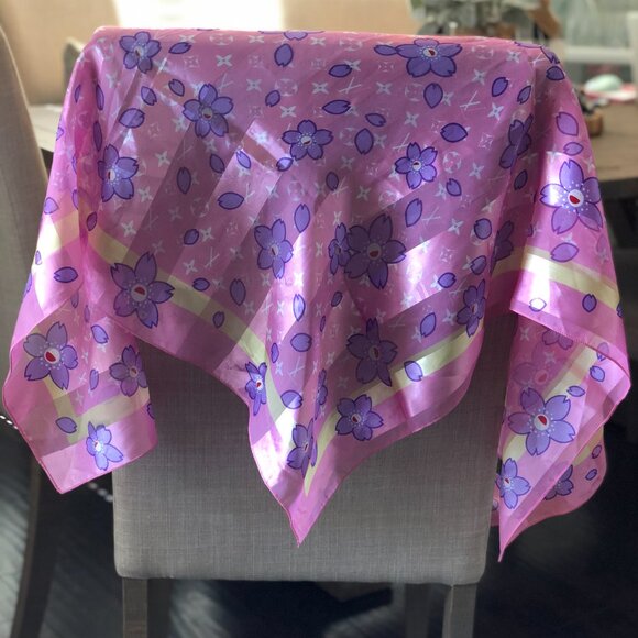 Louis Vuitton Silk Scarf – Floral Print, 3x3 ft - Picture 3 of 3